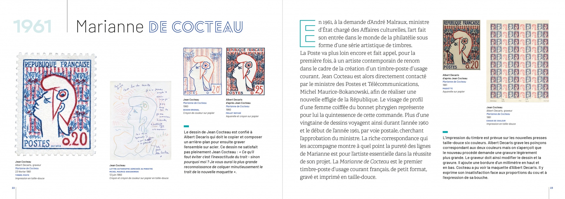 Un album pour l'exposition sur les timbres Marianne 2023