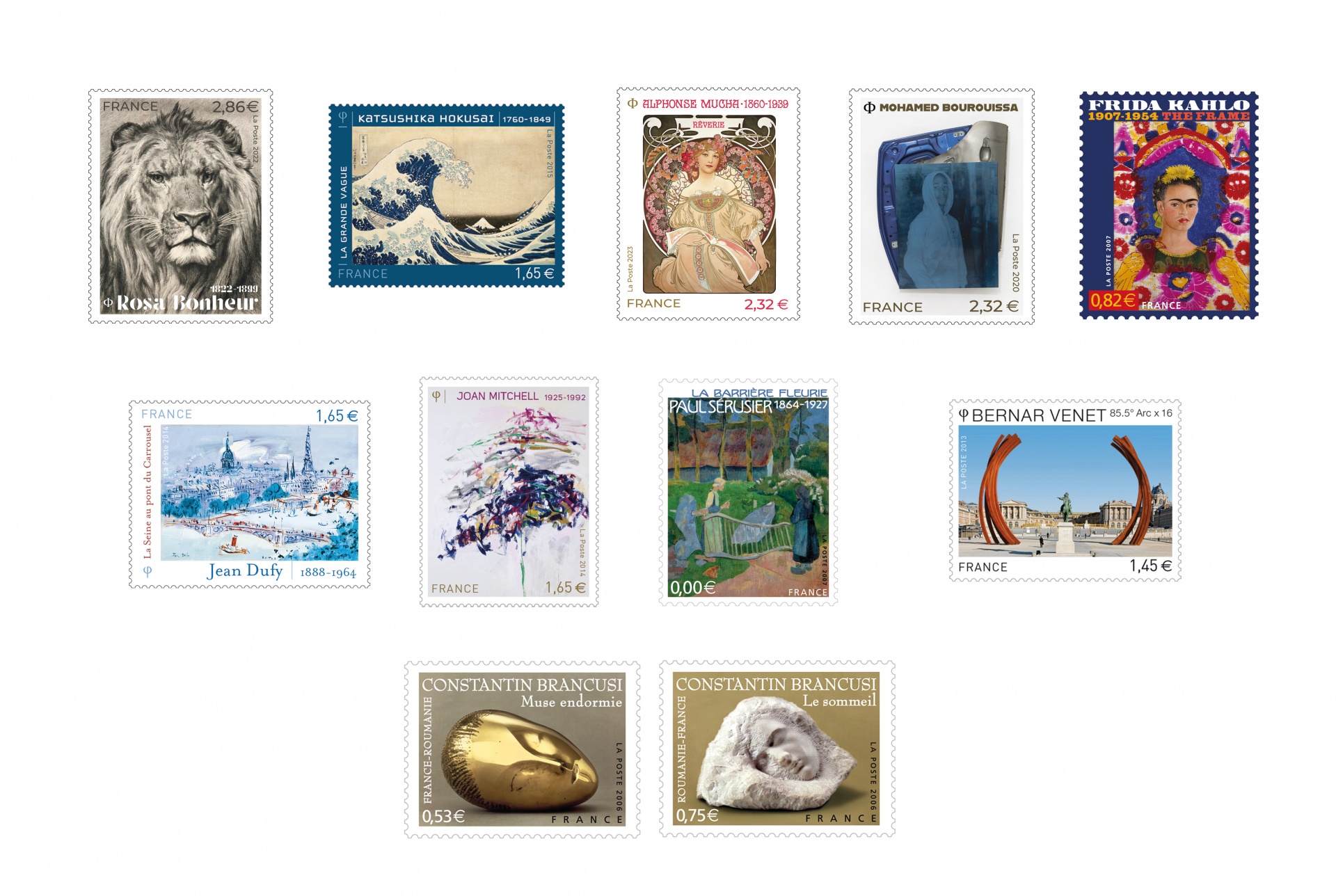 Des timbres mis en page pour LA POSTE